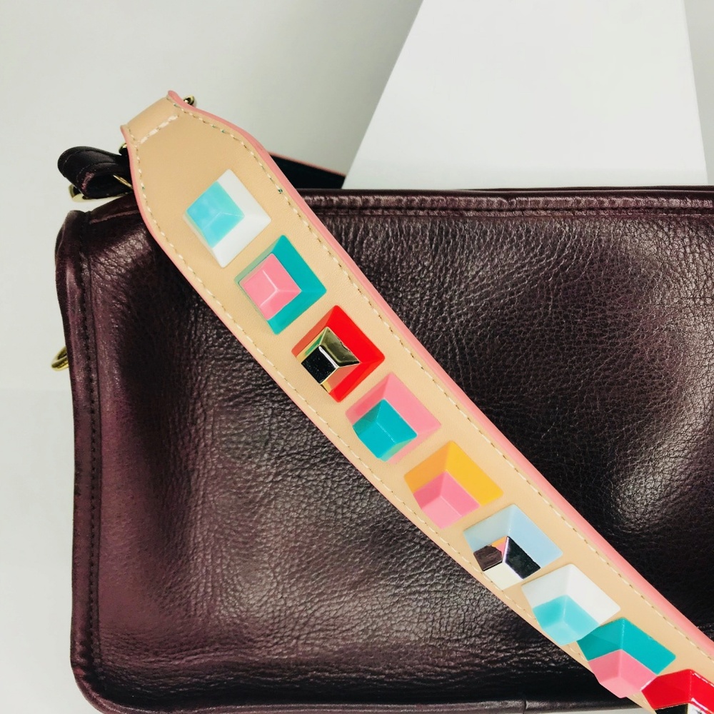Beige Strap with Multicolor Square Rivets - Picture 3 of 7